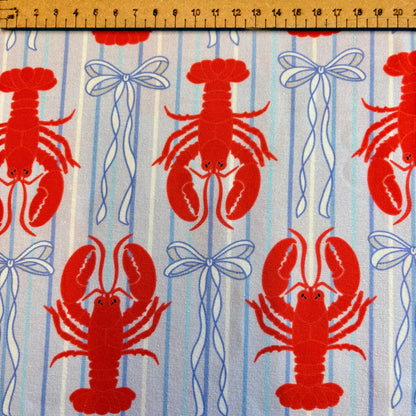 Nautical Charm Lobsters Premium Cotton Lycra Jersey Fabric – Kids Stretch Fabric image 1