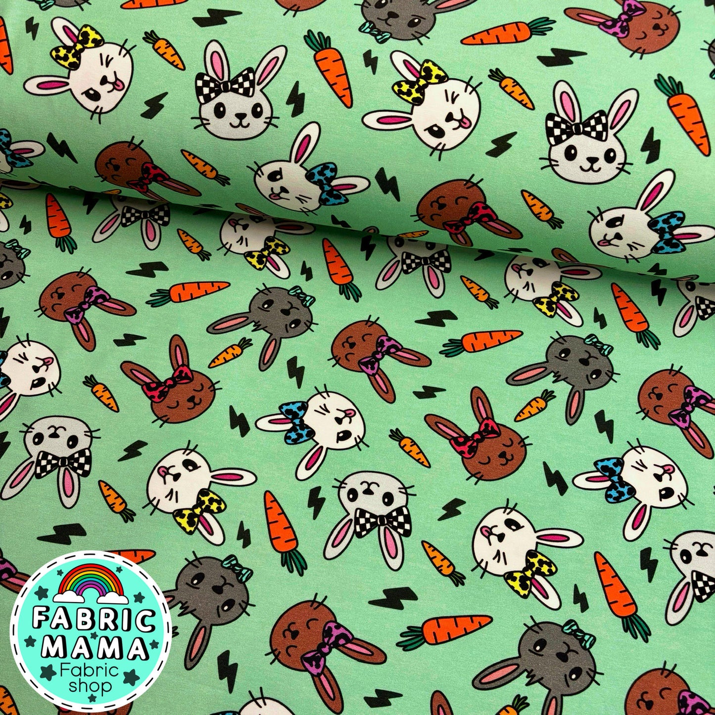 Cheeky bunnies - Premium cotton lycra jersey kids stretch fabric image 0