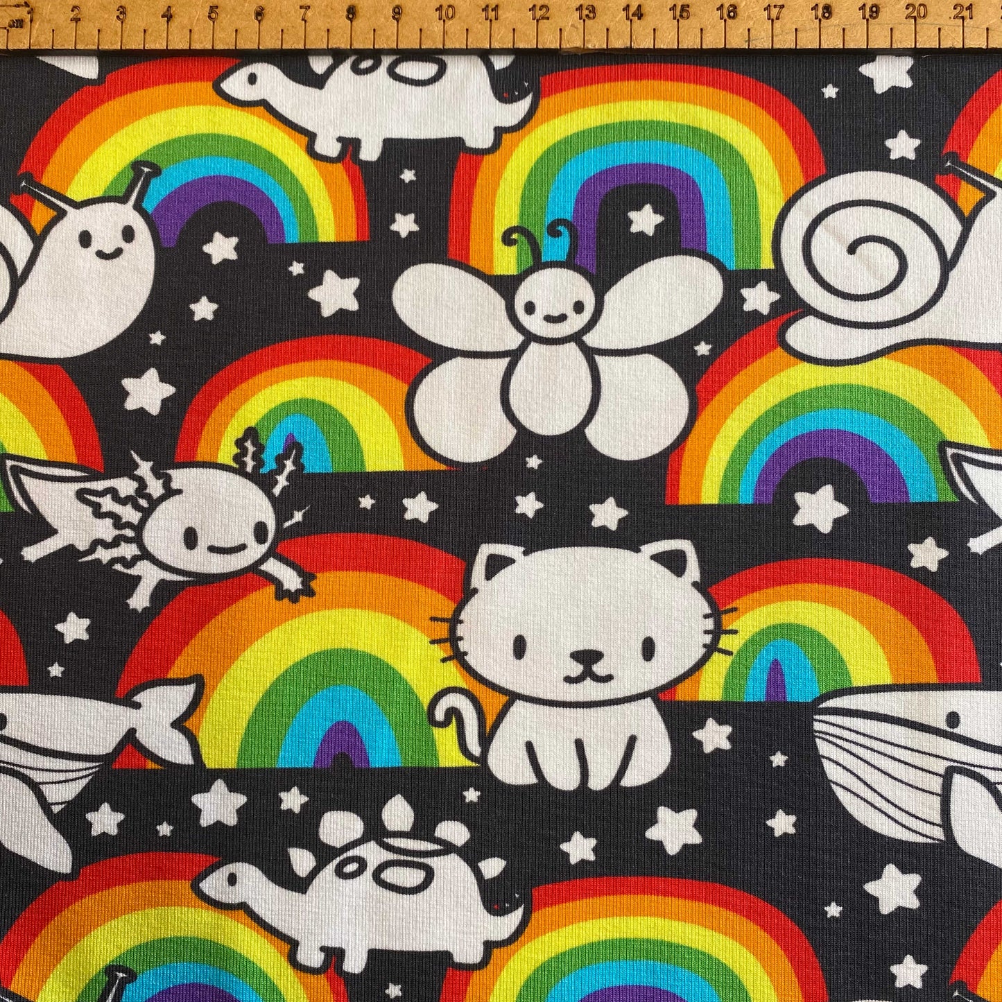 Navy menagerie -Premium Cotton Lycra Jersey Fabric – Kids Stretch Fabric UK image 1