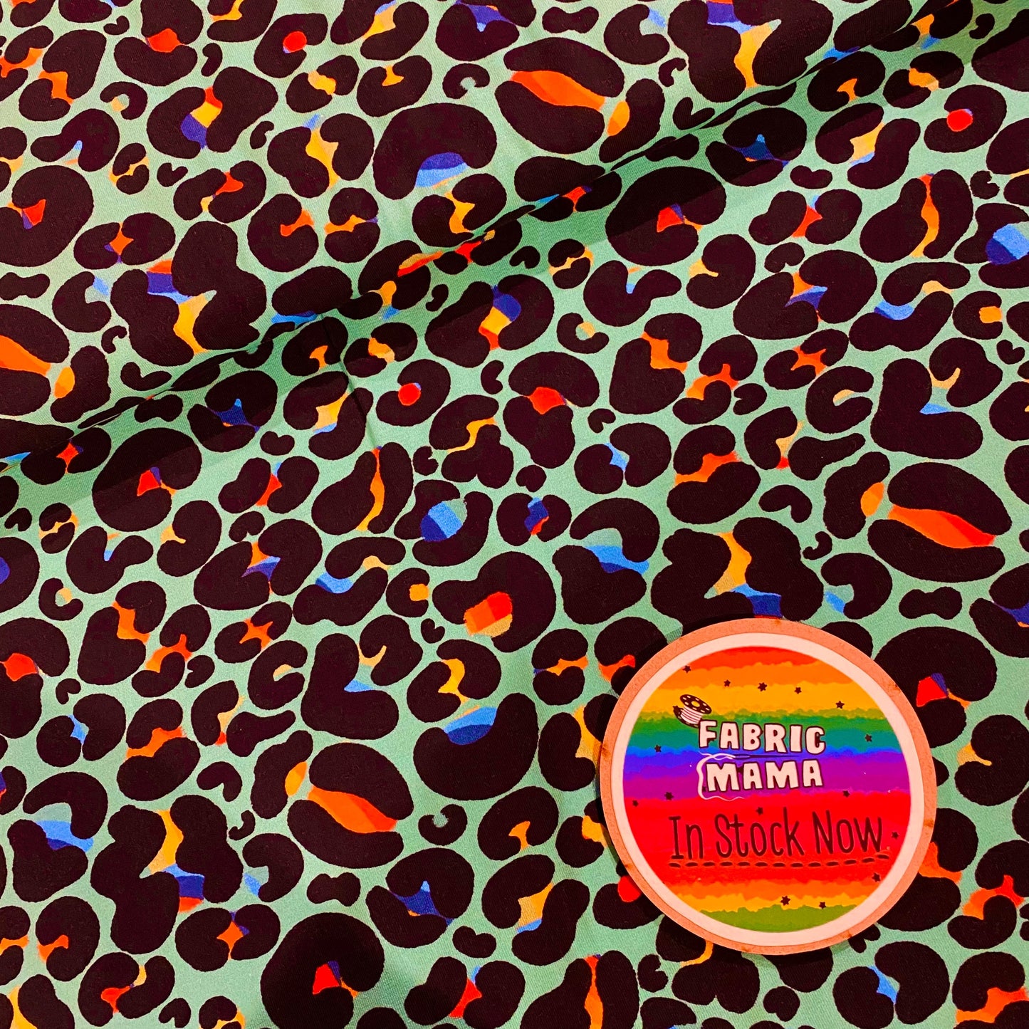 Turquoise Grrrainbow Premium Cotton Lycra Jersey Fabric – Kids Stretch Fabric UK image 0