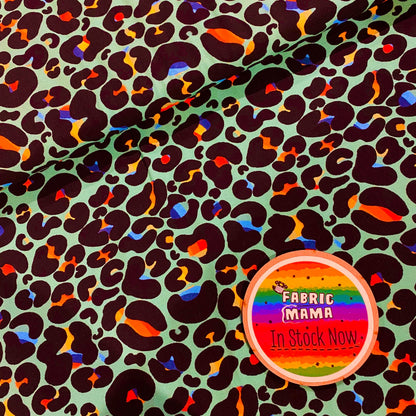 Turquoise Grrrainbow Premium Cotton Lycra Jersey Fabric – Kids Stretch Fabric UK image 0