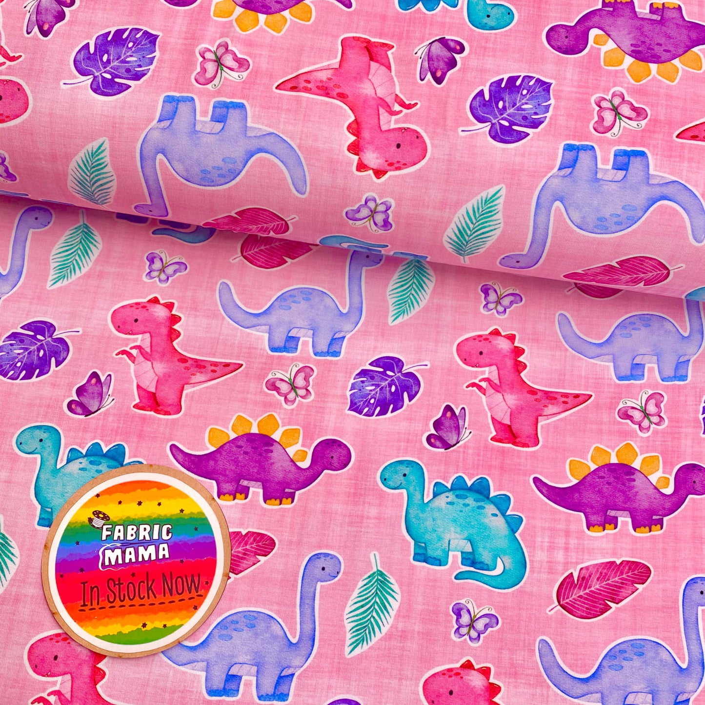 Pastel dinos - Premium Cotton Lycra Jersey Fabric – Kids Stretch Fabric UK image 0