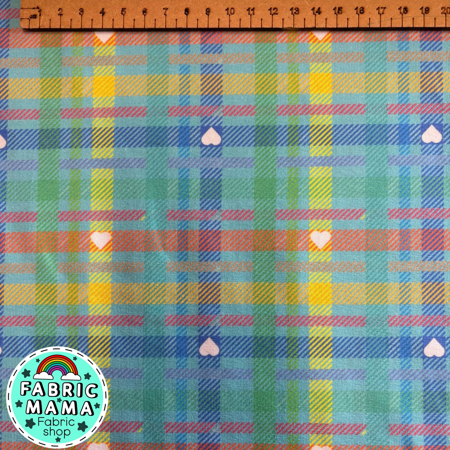 Pastel Plaid -Premium Cotton Lycra Jersey Fabric – Kids Stretch Fabric UK image 1