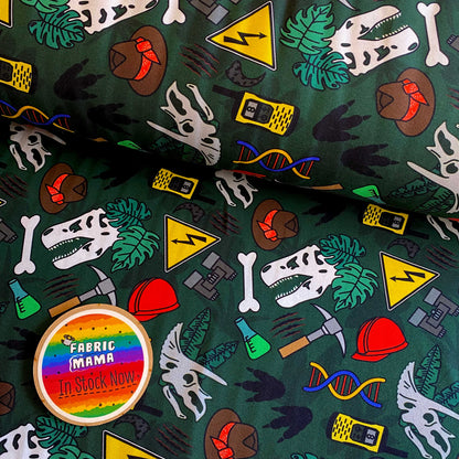Prehistoric adventure - Premium Cotton Lycra Jersey Fabric – Kids Stretch Fabric image 0