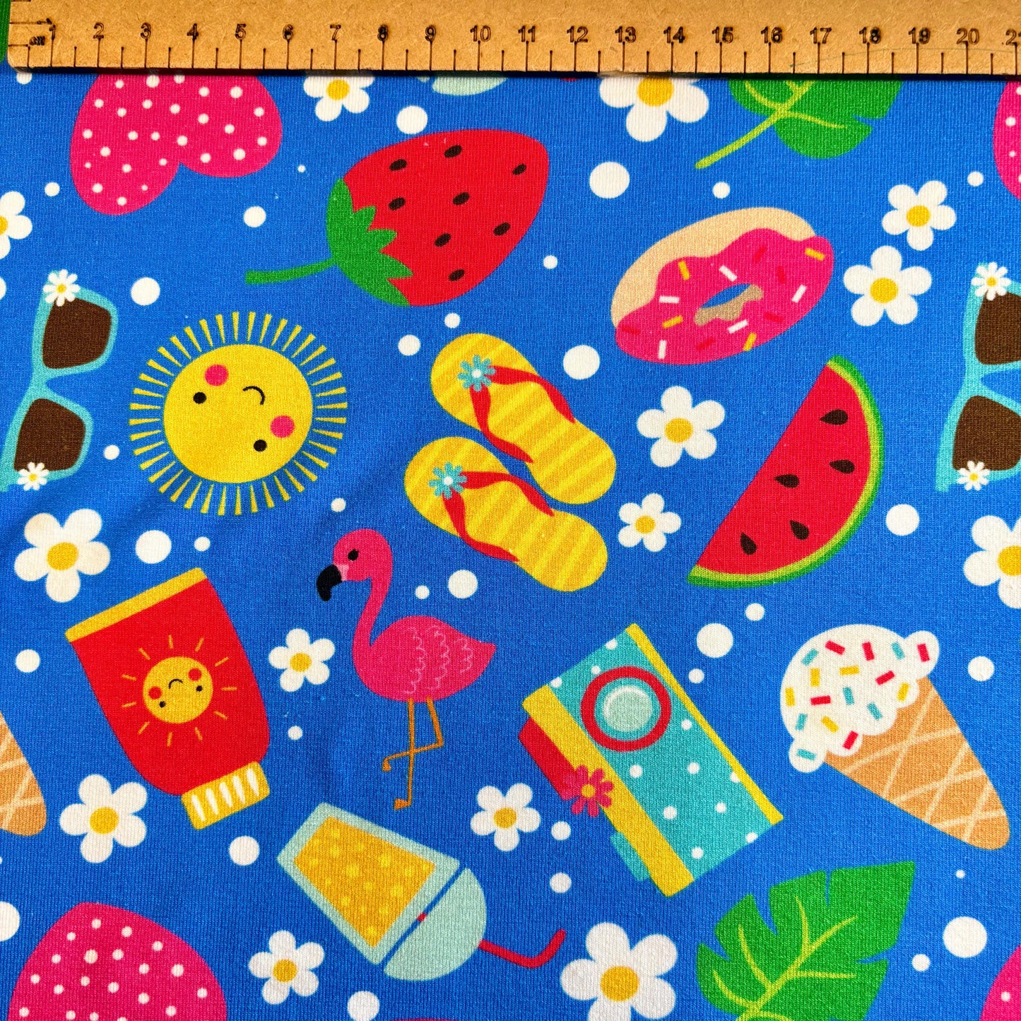 Tutti fruti summer Premium Cotton Lycra Jersey Fabric – Kids Stretch Fabric UK image 2