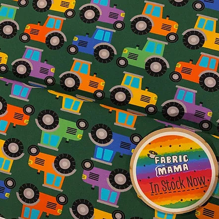 Tractor time - Premium Cotton Lycra Jersey Fabric – Kids Stretch Fabric UK image 0