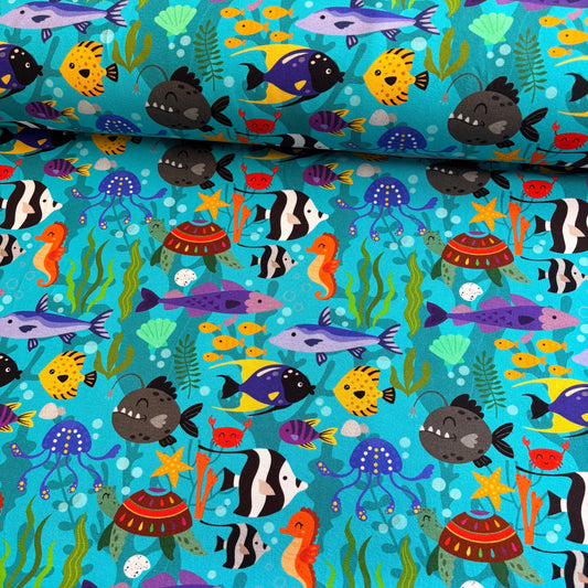 Beneath the blue Premium Cotton Lycra Jersey Fabric – Kids Stretch Fabric UK image 0