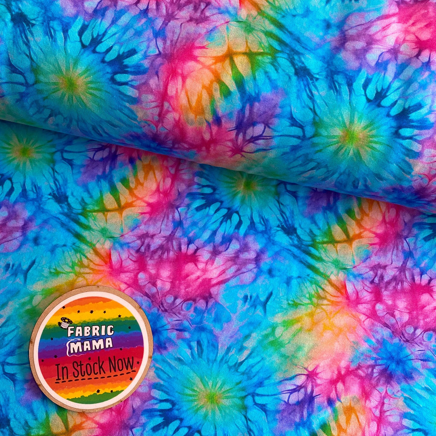 Pastel tie dye - Premium Cotton Lycra Jersey Fabric – Fabric Mama UK image 0