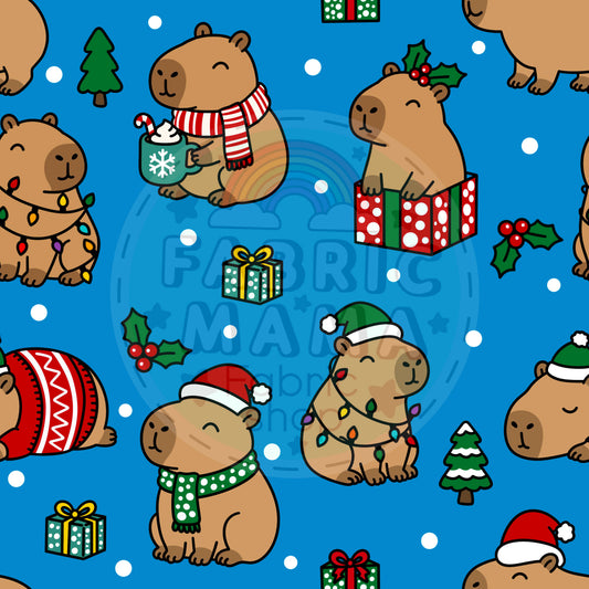 PREORDER Cosy Capybaras - Extra Wide Brushed Back French Terry Fabric – Kids Stretch Fabric UK