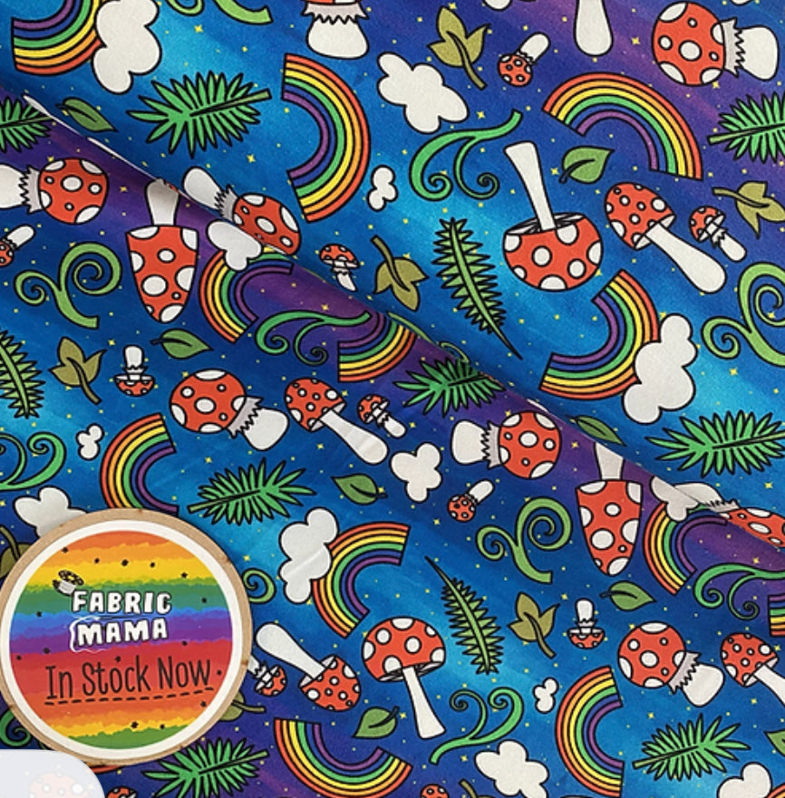 PREORDER  Mystic Mushies - Brushed Back French Terry Fabric – Kids Stretch Fabric UK