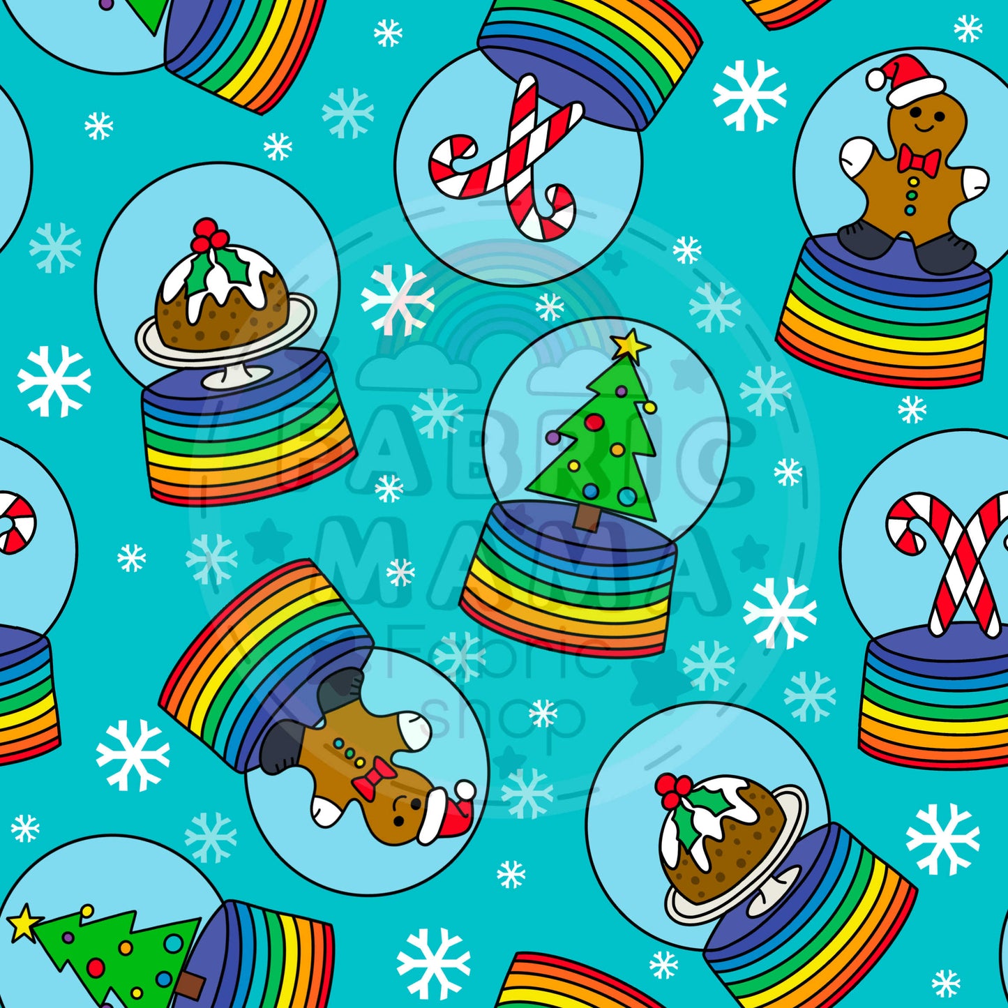 PREORDER Snow globes - Premium Cotton Lycra Jersey Fabric – Kids Stretch Fabric UK