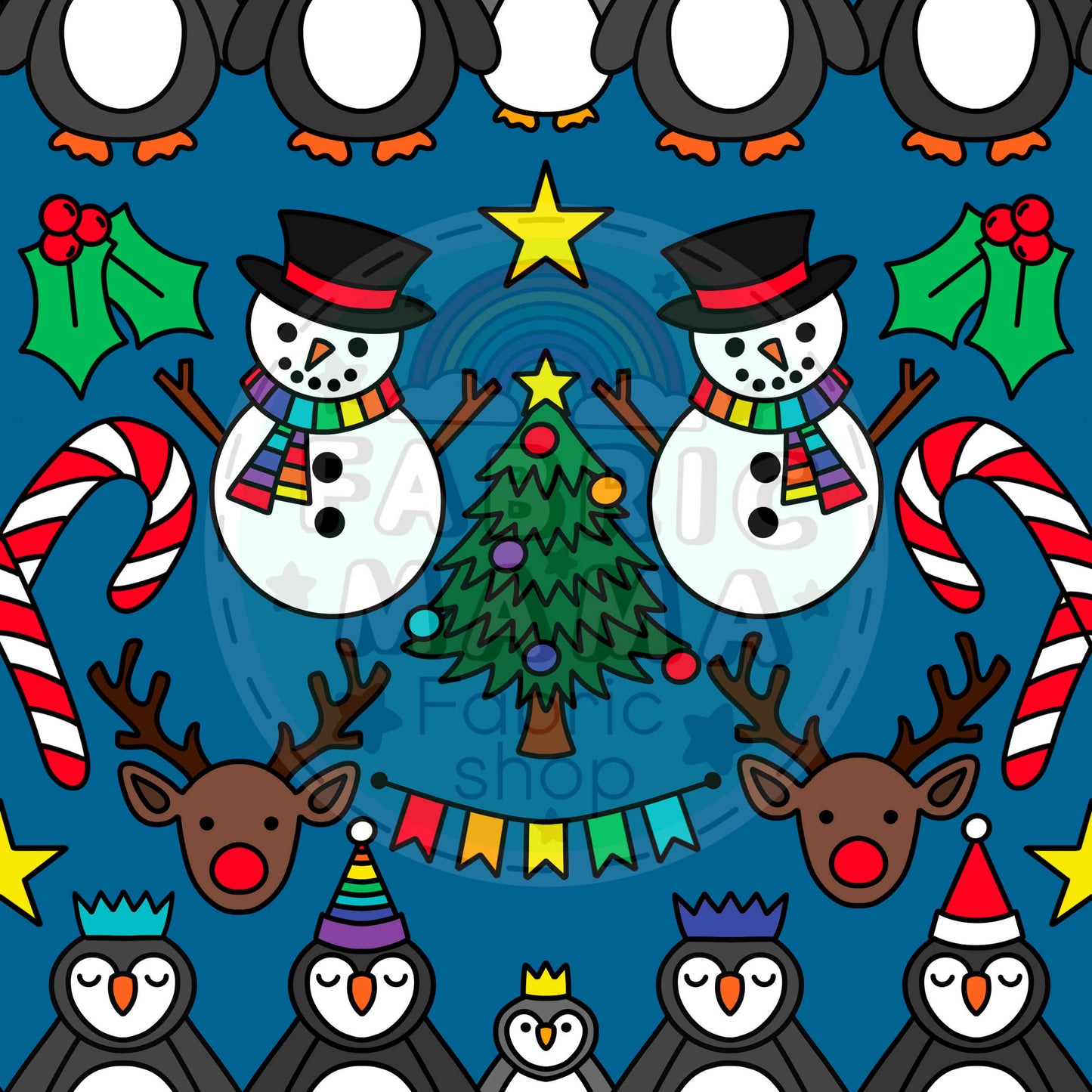 PREORDER Snowman Party  - Premium Cotton Lycra Jersey Fabric – Kids Stretch Fabric UK