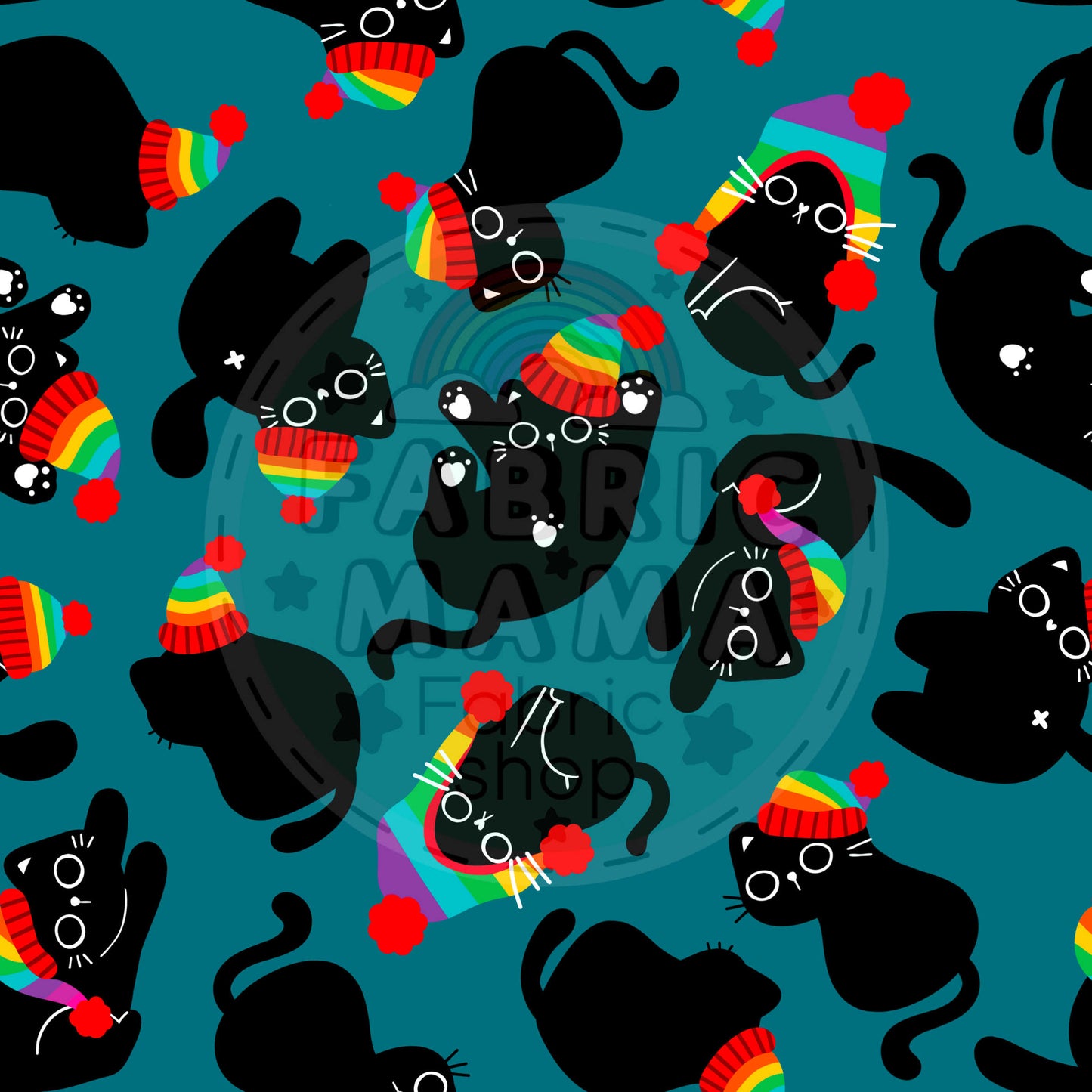 PREORDER Bobble Cats - Brushed Back French Terry Fabric – Kids Stretch Fabric UK
