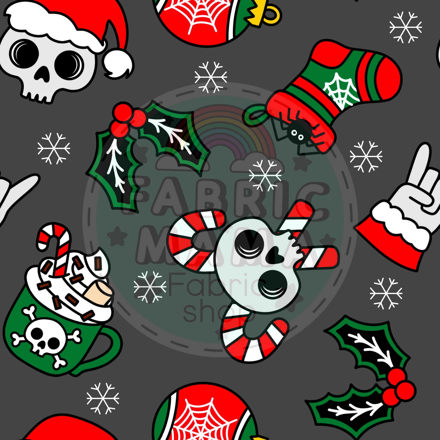 PREORDER Dark Christmas  - Premium Cotton Lycra Jersey Fabric – Kids Stretch Fabric UK