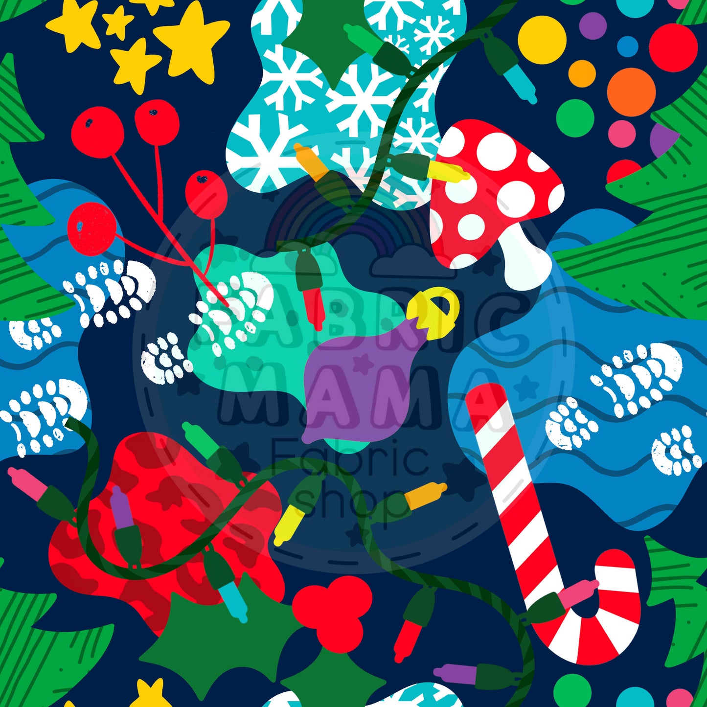 PREORDER Festive Abstract  - Premium Cotton Lycra Jersey Fabric – Kids Stretch Fabric UK