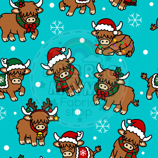 PREORDER Christmas Coos  - Premium Cotton Lycra Jersey Fabric – Kids Stretch Fabric UK