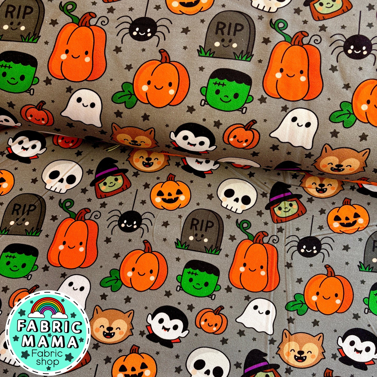 PREORDER Spooky Cuties - Brushed Back French Terry Fabric – Kids Stretch Fabric UK