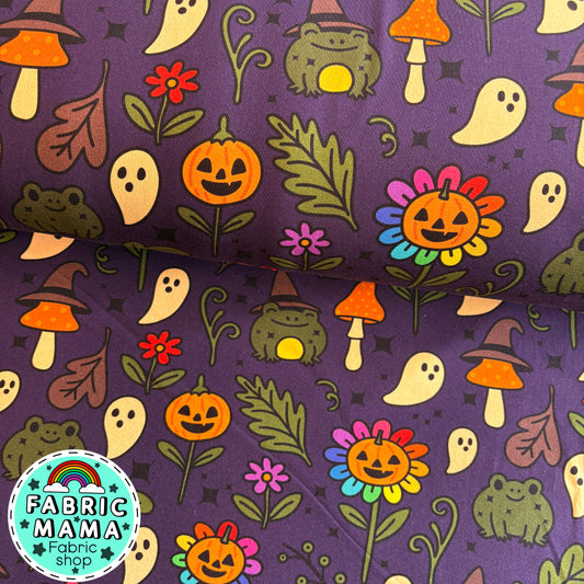 PREORDER Ghostly garden - Brushed Back French Terry Fabric – Kids Stretch Fabric UK