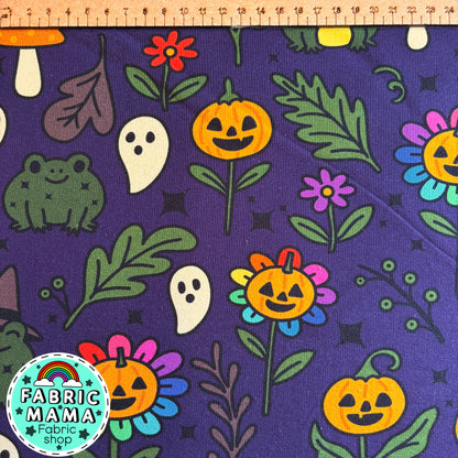 PREORDER Ghostly garden - Brushed Back French Terry Fabric – Kids Stretch Fabric UK