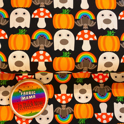 PREORDER  Boo! (Black) - Brushed Back French Terry Fabric – Kids Stretch Fabric UK