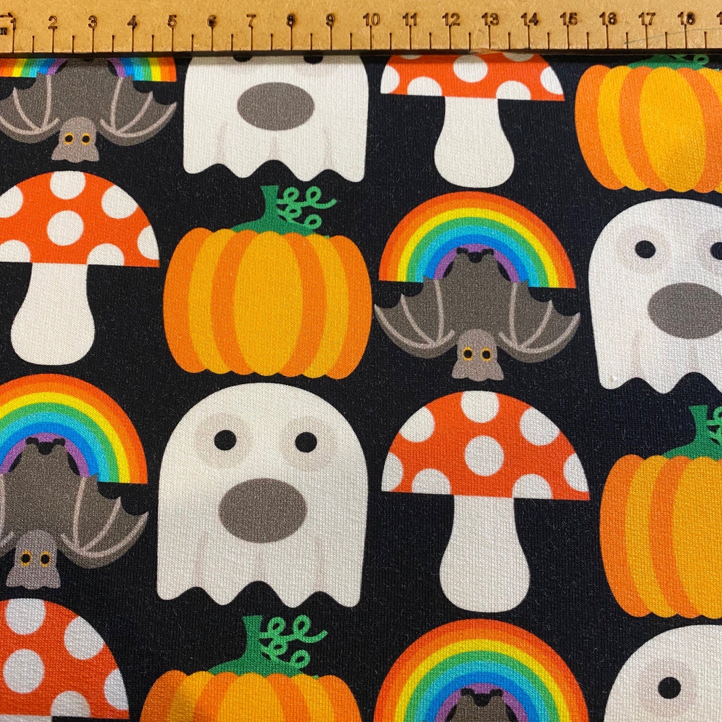 PREORDER  Boo! (Black) - Brushed Back French Terry Fabric – Kids Stretch Fabric UK
