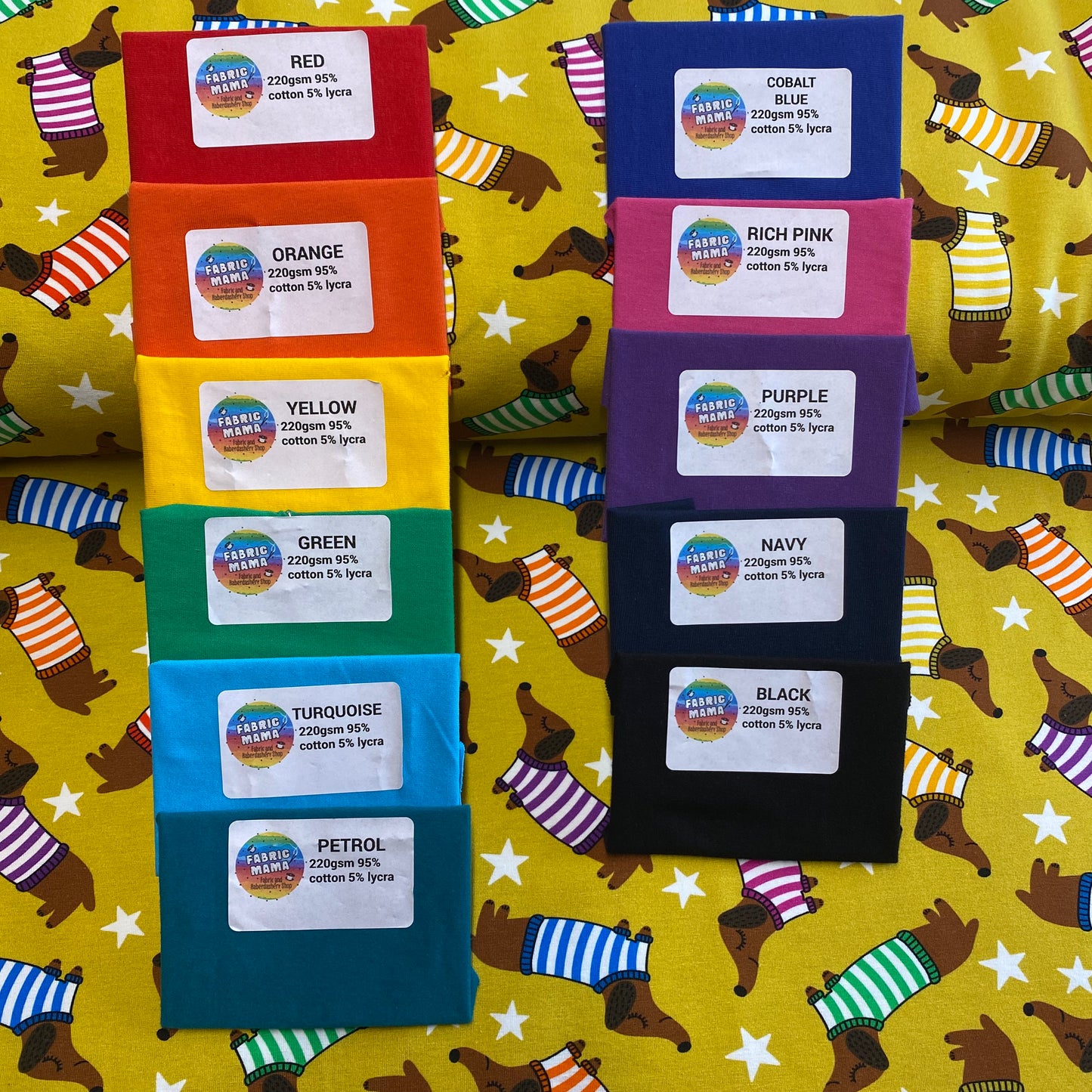 PREORDER Stripy sausages - Brushed Back French Terry Fabric – Kids Stretch Fabric UK