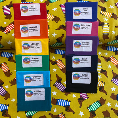 PREORDER Stripy sausages - Brushed Back French Terry Fabric – Kids Stretch Fabric UK