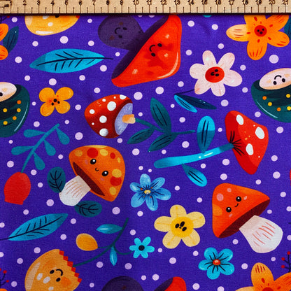 PREORDER  Fun funghi -Premium Cotton Lycra Jersey Fabric – Kids Stretch Fabric UK