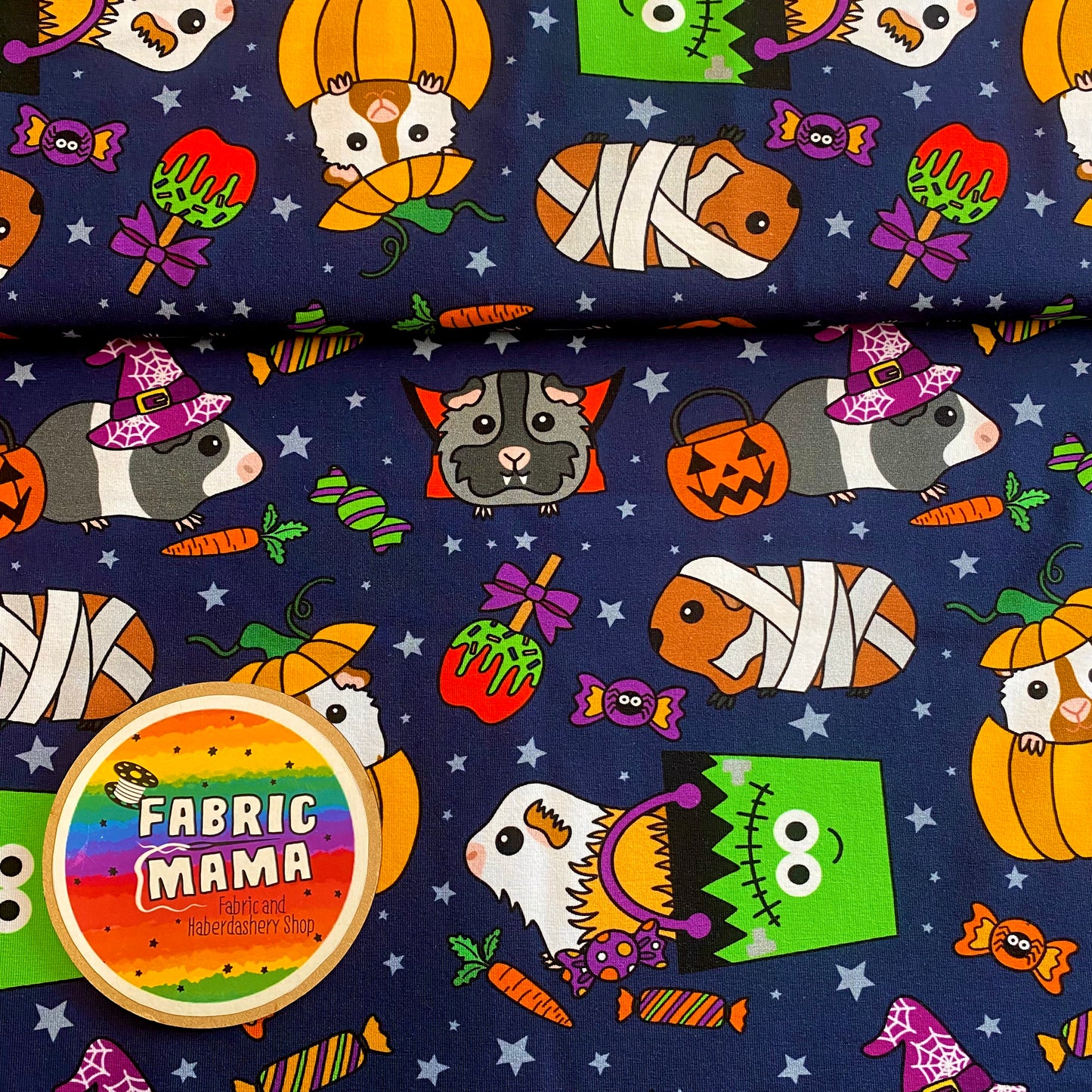 PREORDER Piggles go trick or treating - Brushed Back French Terry Fabric – Kids Stretch Fabric UK