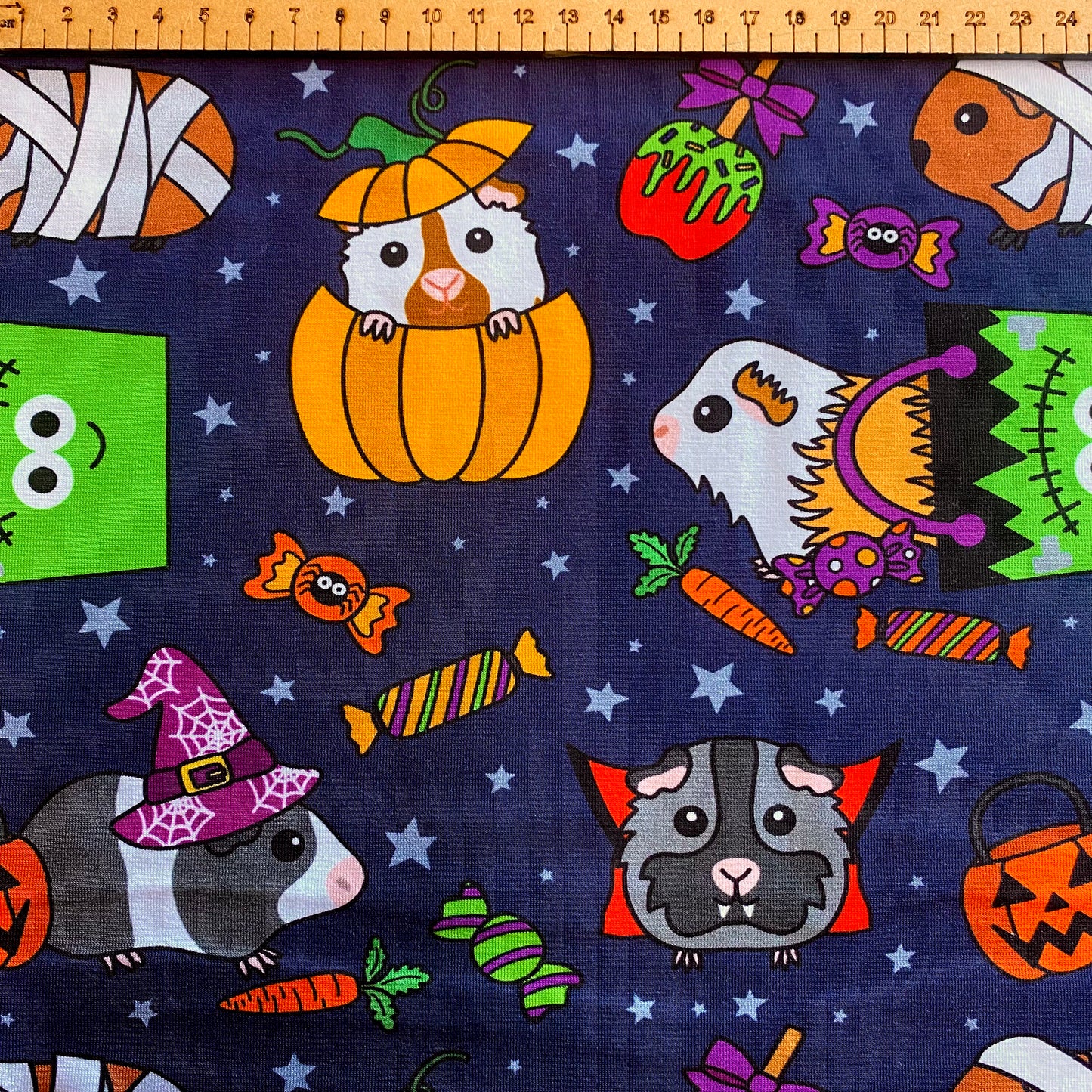 PREORDER Piggles go trick or treating - Brushed Back French Terry Fabric – Kids Stretch Fabric UK