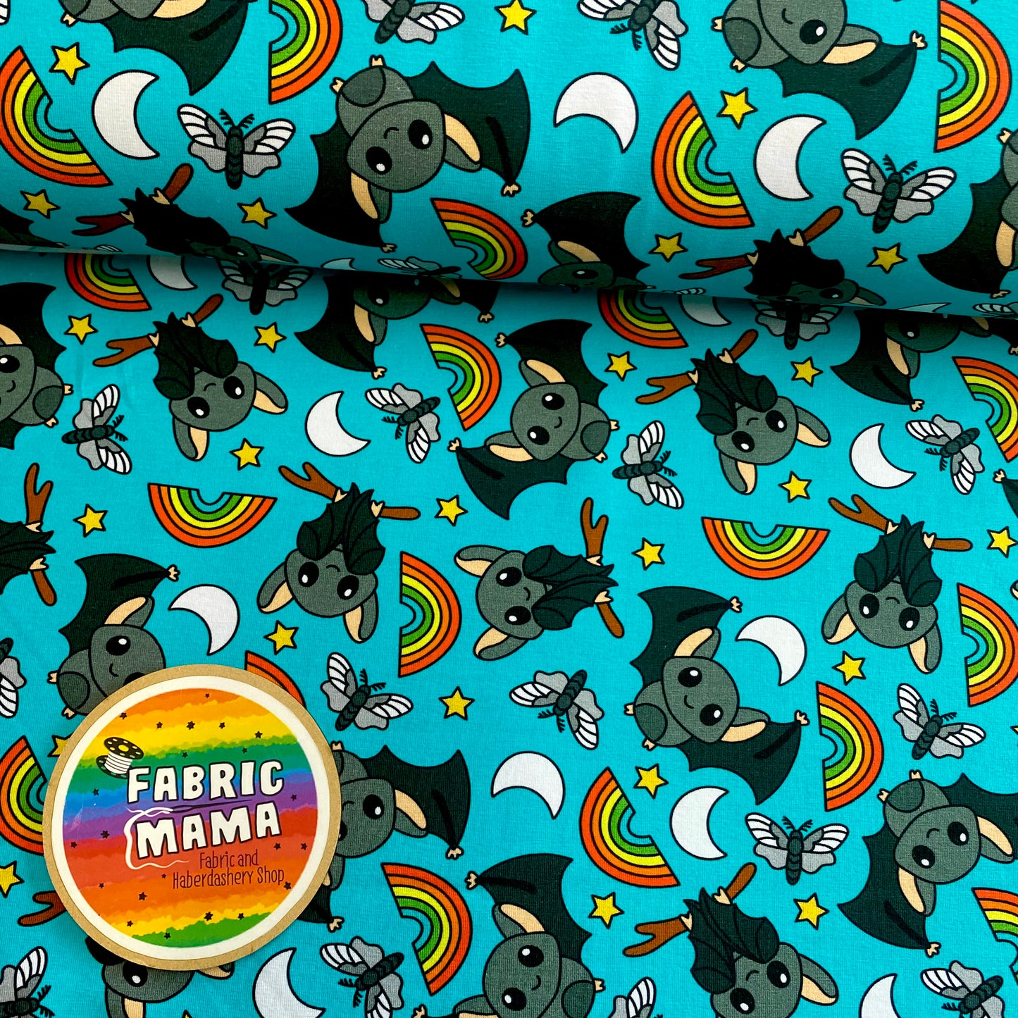 PREORDER Going Batty - Brushed Back French Terry Fabric – Kids Stretch Fabric UK