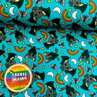 PREORDER Going Batty - Brushed Back French Terry Fabric – Kids Stretch Fabric UK
