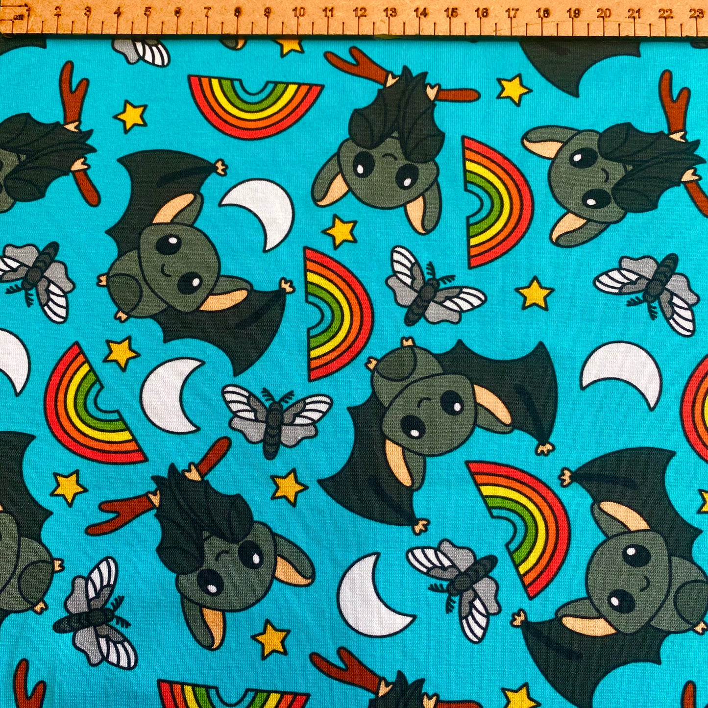 PREORDER Going Batty - Brushed Back French Terry Fabric – Kids Stretch Fabric UK