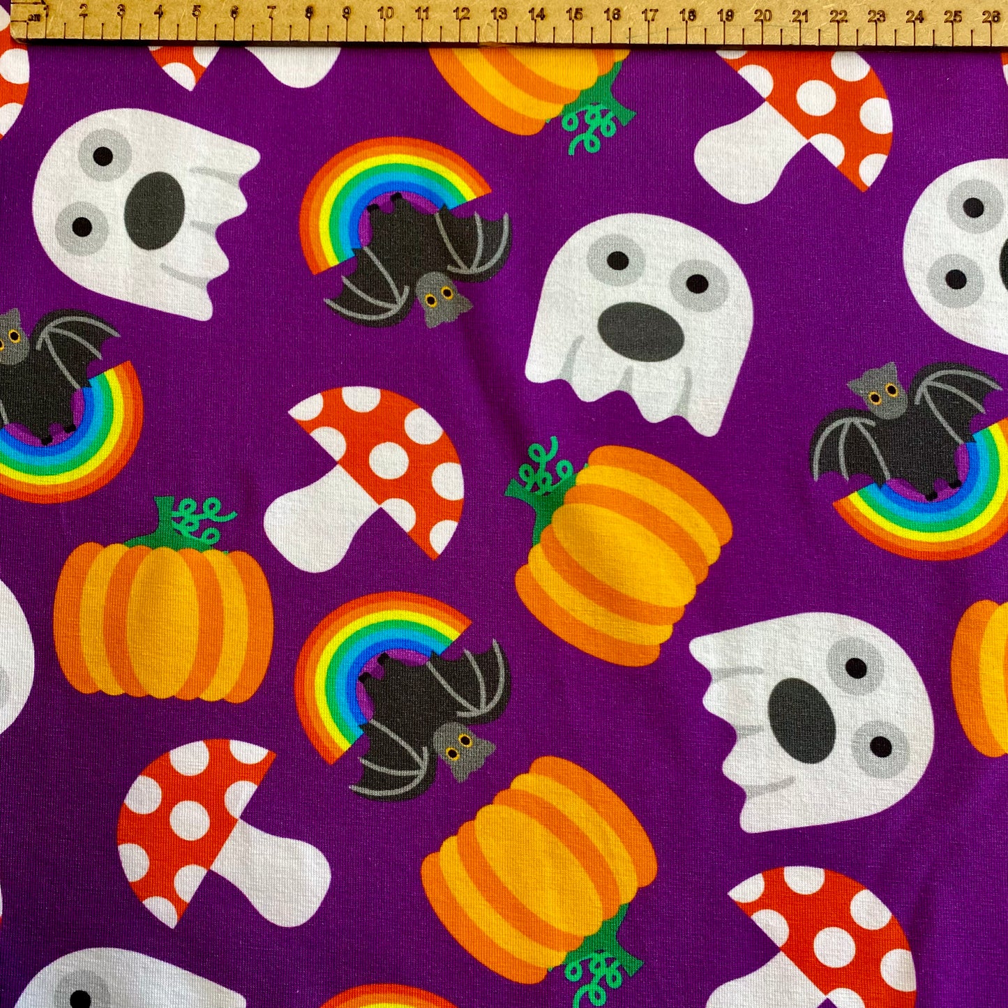 PREORDER  Boo! (Purple) - Brushed Back French Terry Fabric – Kids Stretch Fabric UK
