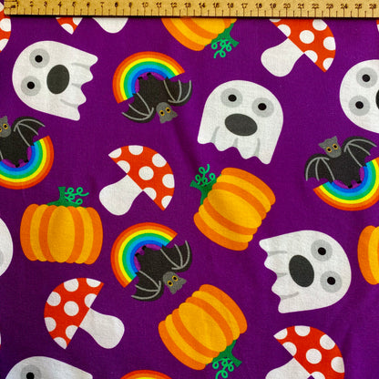 PREORDER  Boo! (Purple) - Brushed Back French Terry Fabric – Kids Stretch Fabric UK