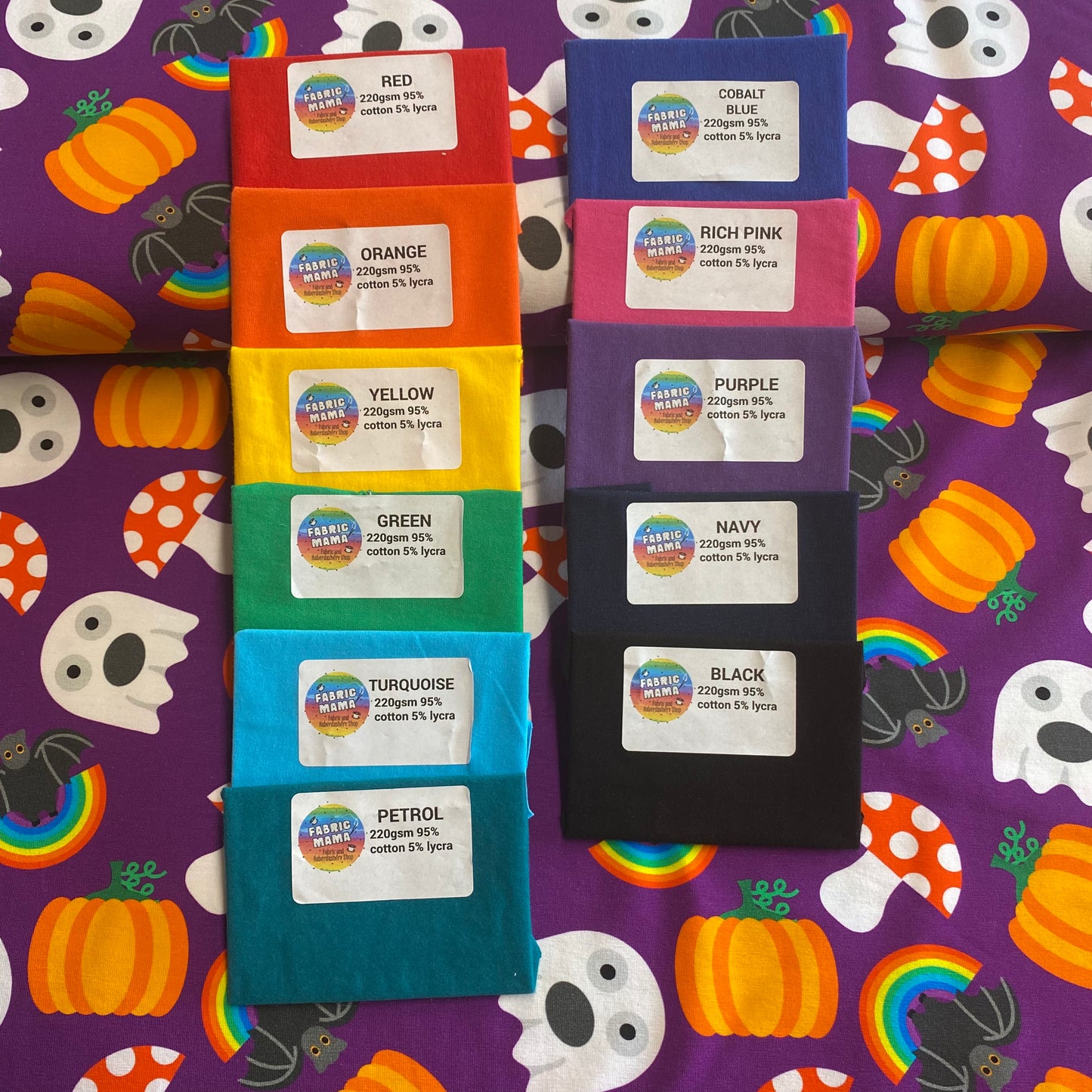 PREORDER  Boo! (Purple) - Brushed Back French Terry Fabric – Kids Stretch Fabric UK