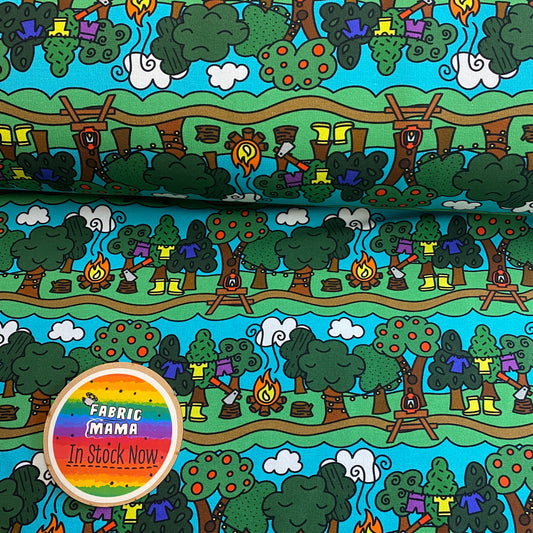 PREORDER Forest School - Brushed Back French Terry Fabric – Kids Stretch Fabric UK