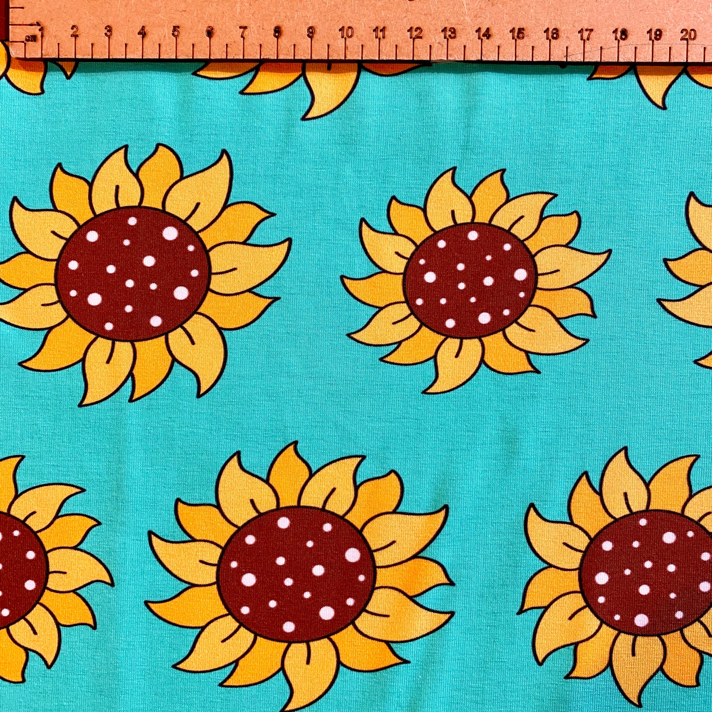 Sunflowers - Premium Cotton Lycra Jersey Fabric – Kids Stretch Fabric UK