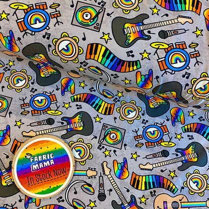 Rockin rainbow - Premium cotton lycra jersey kids stretch fabric