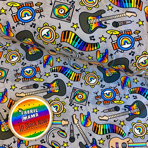Rockin rainbow - Premium cotton lycra jersey kids stretch fabric