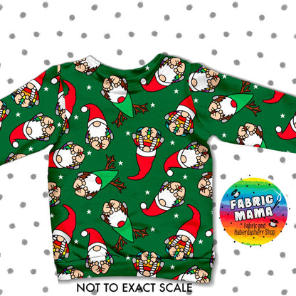 Christmas Gnomes -220gsm Premium Cotton Lycra Jersey Fabric – Kids Stretch Fabric UK