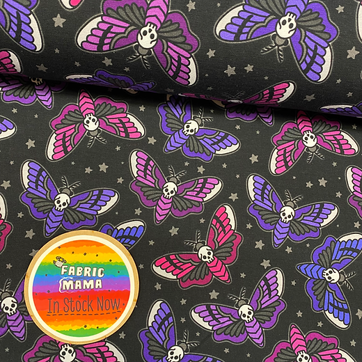 Deaths head moths - premium cotton lycra jersey kids stretch fabric
