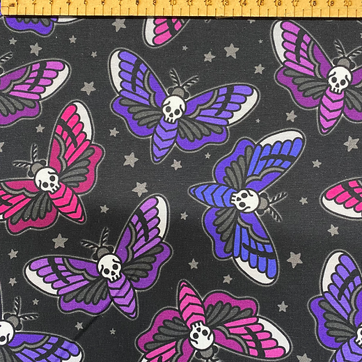 Deaths head moths - premium cotton lycra jersey kids stretch fabric