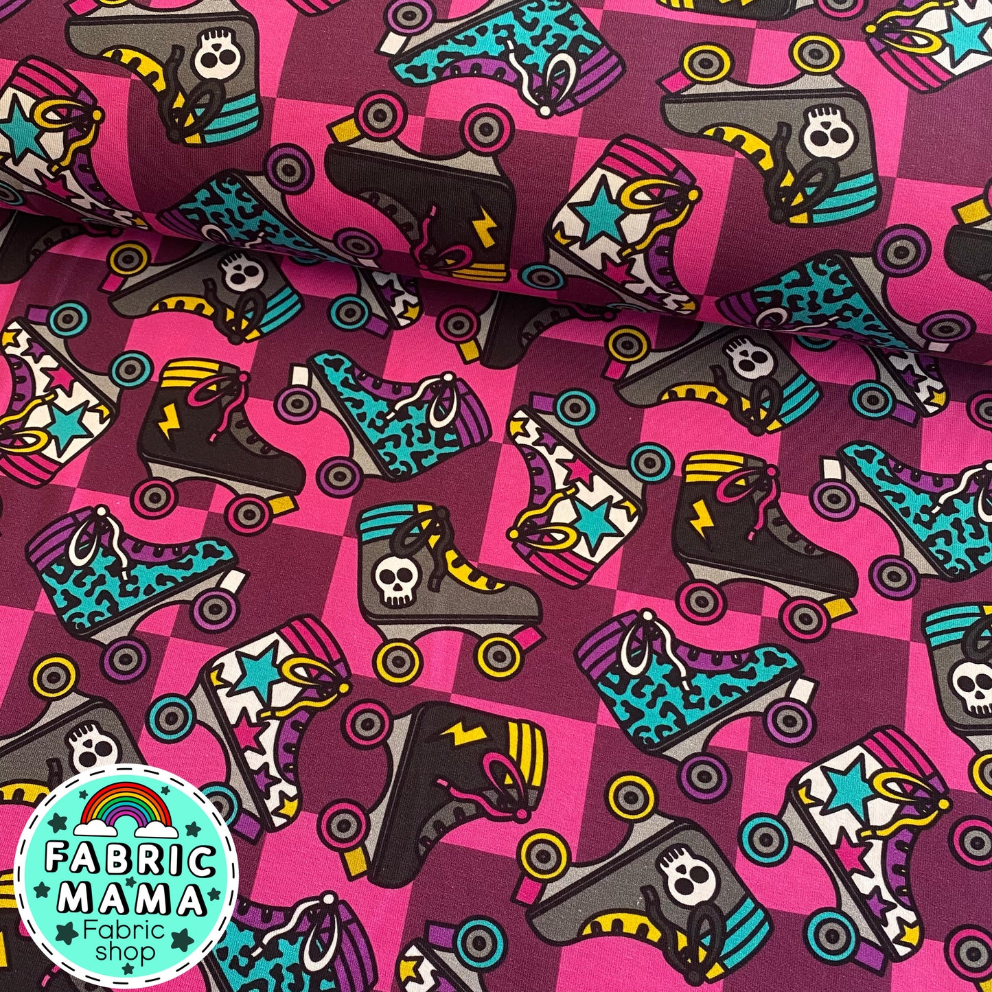 PREORDER  Rollerskates - Brushed Back French Terry Fabric – Kids Stretch Fabric UK