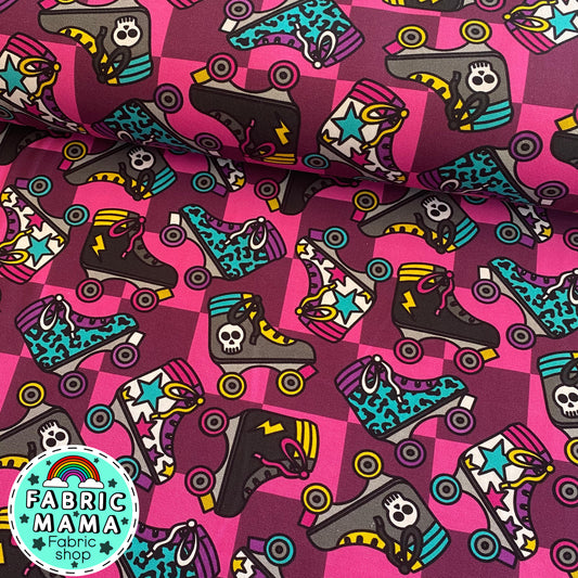 PREORDER  Rollerskates - Brushed Back French Terry Fabric – Kids Stretch Fabric UK