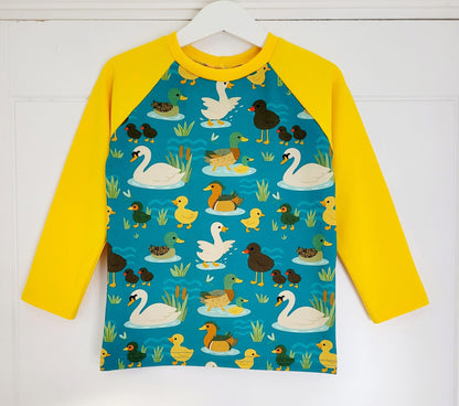 Feed the ducks - premium cotton lycra jersey kids stretch fabric