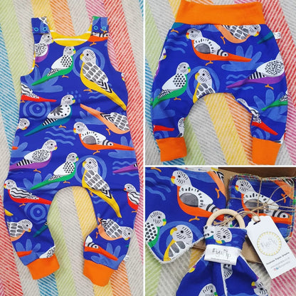 Brilliant budgies - Premium cotton lycra jersey kids stretch fabric