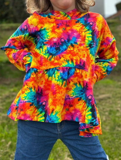 Rainbow tie dye - premium cotton lycra jersey kids stretch fabric