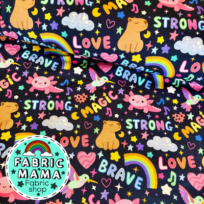Positivity - premium cotton lycra jersey kids stretch fabric
