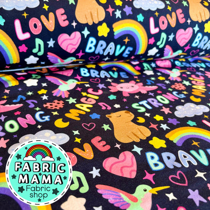 Positivity - premium cotton lycra jersey kids stretch fabric